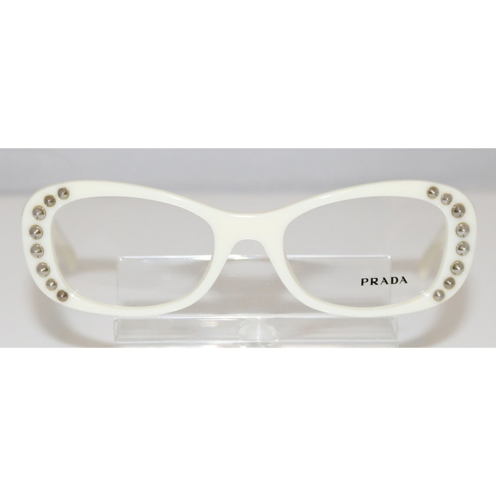 New Ladies white silver studded Prada Eyeglasses - Picture 2 of 3